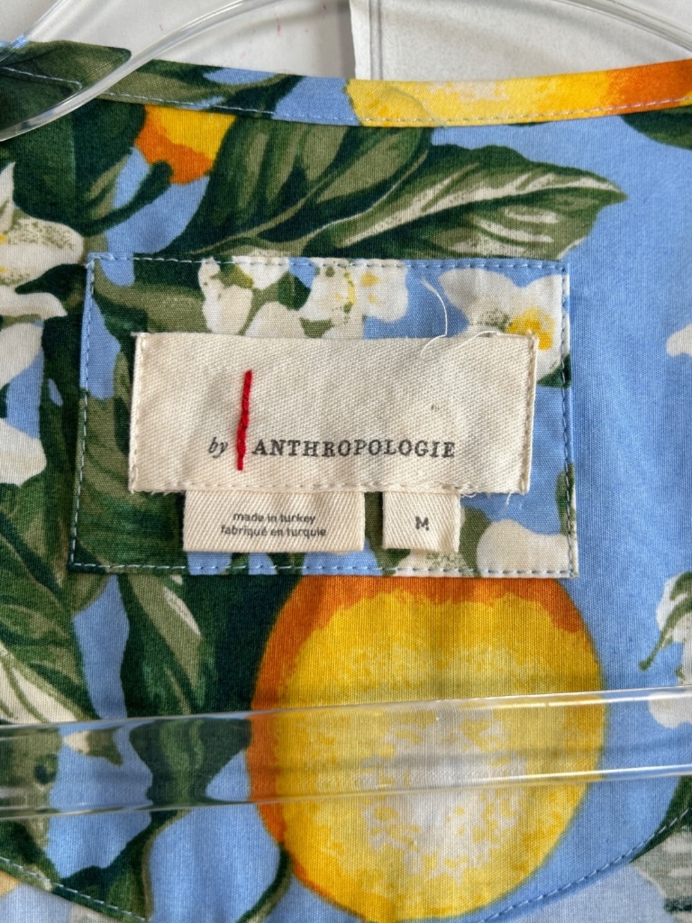 Anthropologie Size M Somerset maxi dress blue lemon floral print cotton tiered - Picture 8 of 10